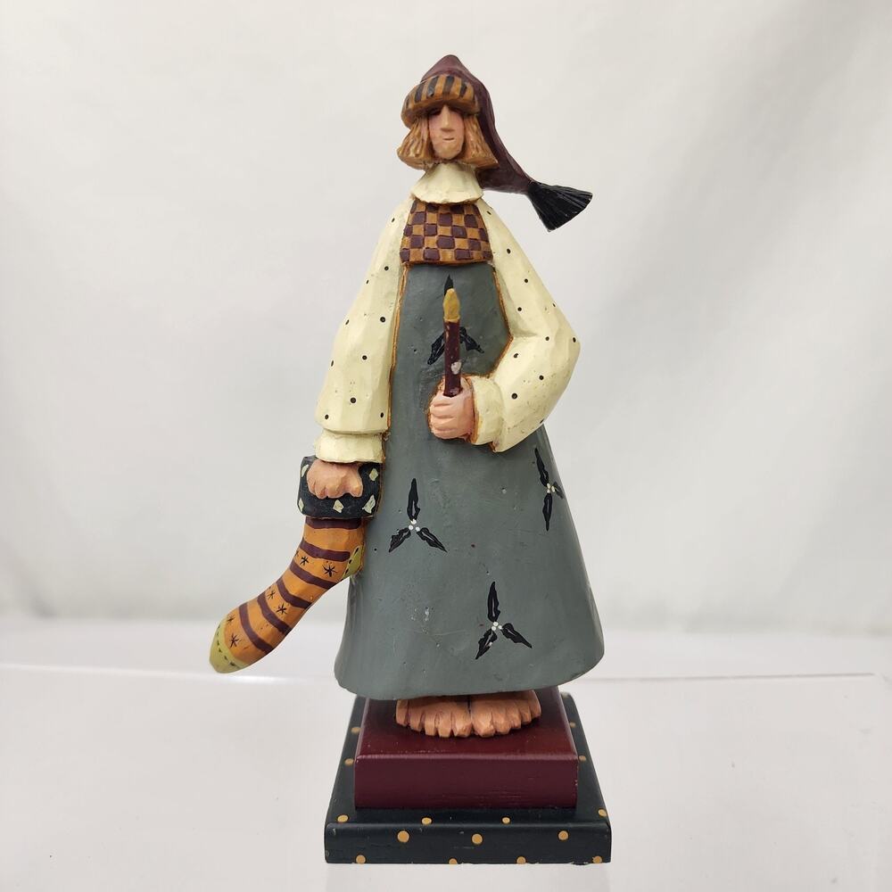 Williraye Studio Girl W/ Candle & Christmas Stocking WW2303 Christmas Figurine